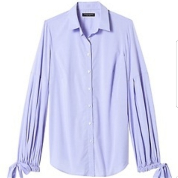 Banana Republic Riley Bell-Sleeve Shirt Blue Size 4P - Picture 3 of 5